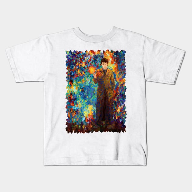 10th doctor with screwdriver abstract art Kids T-Shirt by Dezigner007